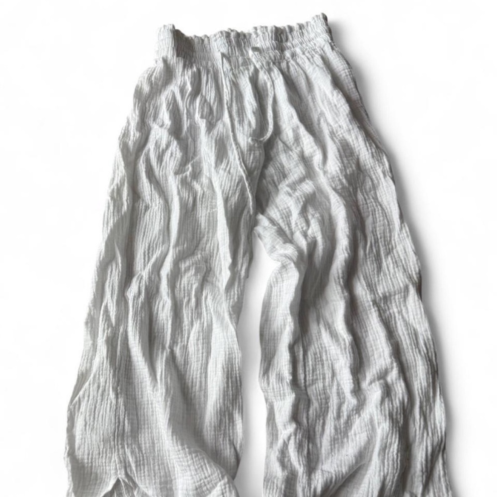 Dreamers Cream Crinkled Gauze Elastic Waist Pants